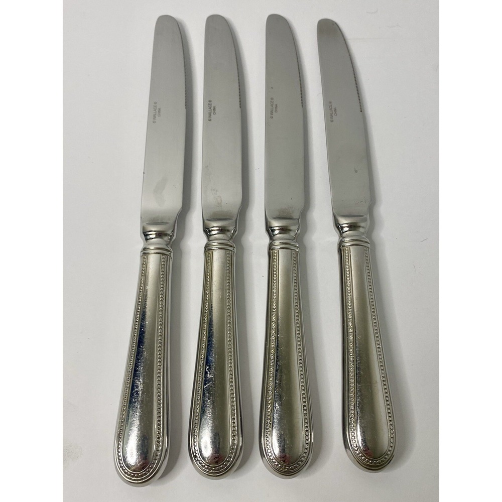 Wallace Continental Bateman‎ Dinner Knives Stainless Steel 18/10 Flatware Lot 4